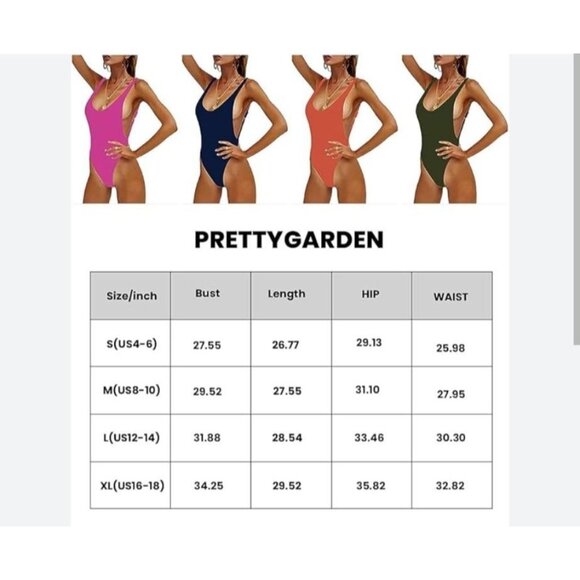 Pretty Garden Womens Teal One-Piece Swimsuit Sz Large Low Back Scoop Neck Beach - Picture 10 of 10